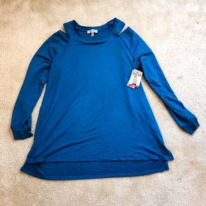 NWT Reaction Kenneth Cole teal cold shoulder top, size XL